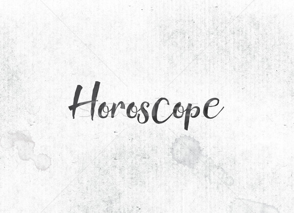 Horoscop vopsit cerneală cuvant negru acuarela Imagine de stoc © enterlinedesign