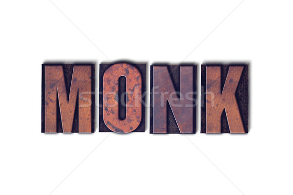 Monnik geïsoleerd woord geschreven vintage Stockfoto © enterlinedesign
