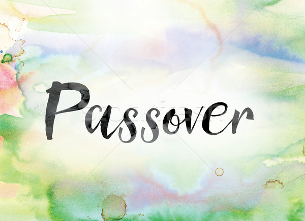 Passover Colorful Watercolor and Ink Word Art Stock photo © enterlinedesign