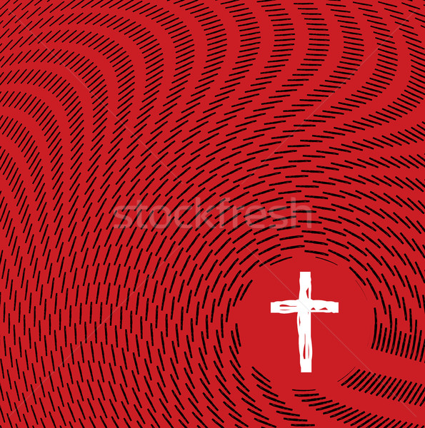Abstract Sketch Waves Surrrounding Christian Cross Illustration Stock photo © enterlinedesign