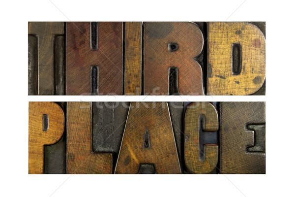 Derde plaats woorden geschreven vintage Stockfoto © enterlinedesign
