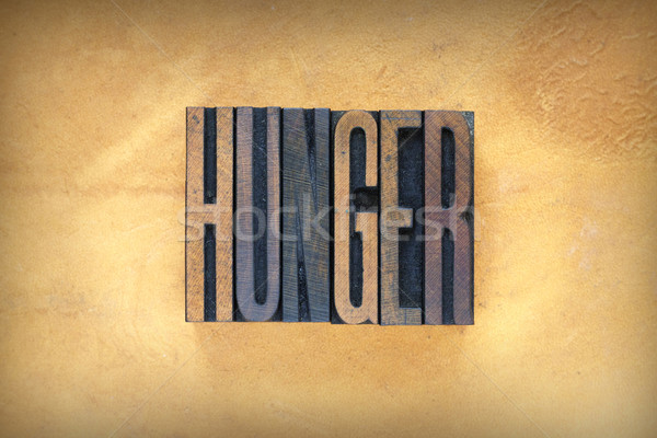 Hunger Buchdruck Wort geschrieben Jahrgang Typ Stock foto © enterlinedesign