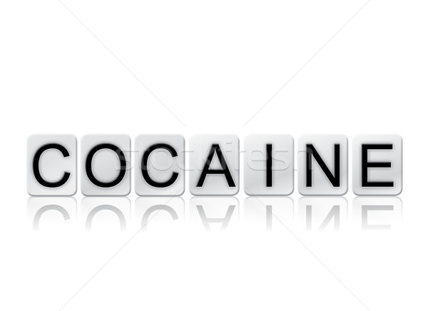Cocaína azulejos palavra isolado branco escrito Foto stock © enterlinedesign