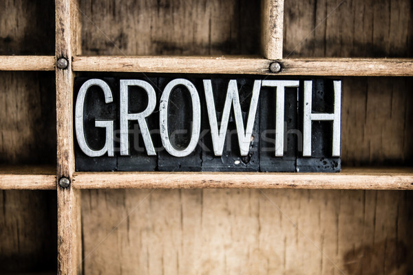 Growth Concept Metal Letterpress Word in Drawer Stock photo © enterlinedesign