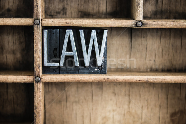 Law Concept Metal Letterpress Word in Drawer Stock photo © enterlinedesign