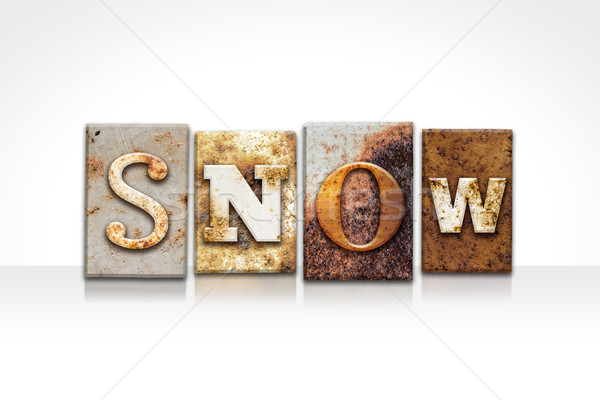 Snow Letterpress Concept Isolated on White Stock photo © enterlinedesign