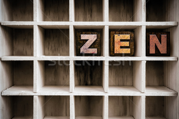 Zen Concept Wooden Letterpress Type in Drawer Stock photo © enterlinedesign