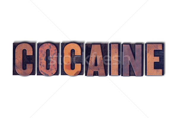 Kokain isoliert Buchdruck Wort geschrieben Jahrgang Stock foto © enterlinedesign