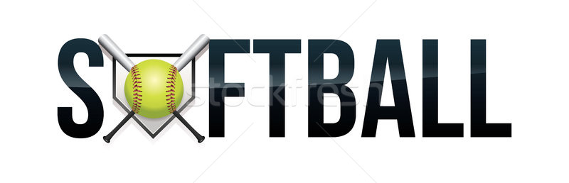 Softbal woord kunst illustratie bal bat Stockfoto © enterlinedesign