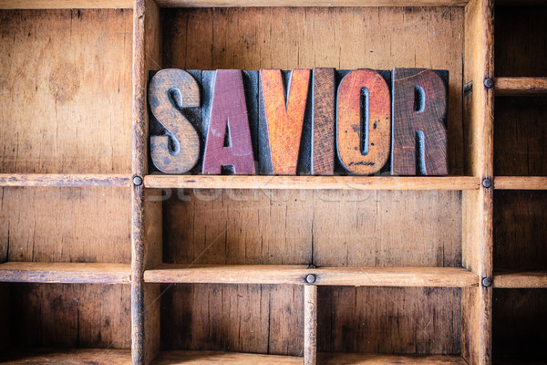 Savior Concept Wooden Letterpress Theme Stock photo © enterlinedesign