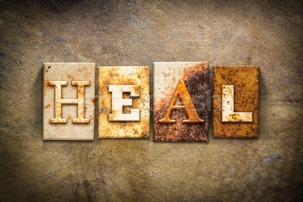 Heal Concept Letterpress Leather Theme Stock photo © enterlinedesign