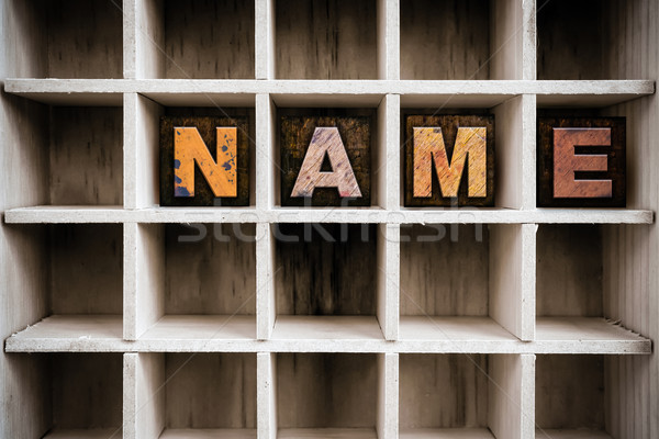 Name Concept Wooden Letterpress Type in Drawer Stock photo © enterlinedesign