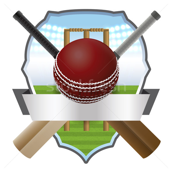 Cricket Bat and Ball Badge Illustration Stock photo © enterlinedesign