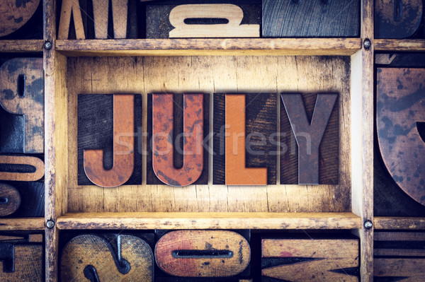 July Concept Letterpress Type Stock photo © enterlinedesign