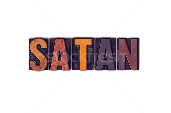 Satan geïsoleerd type woord geschreven Stockfoto © enterlinedesign