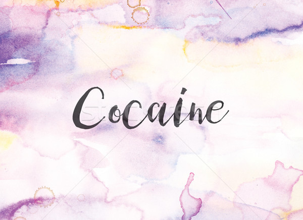 Kokain Wasserfarbe Tinte Malerei Wort geschrieben Stock foto © enterlinedesign