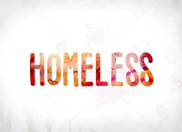 Hajléktalan festett vízfesték szó művészet színes Stock fotó © enterlinedesign