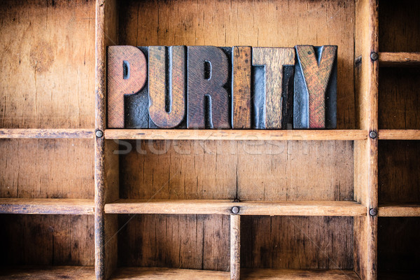 Foto d'archivio: Purezza · legno · parola · scritto · vintage