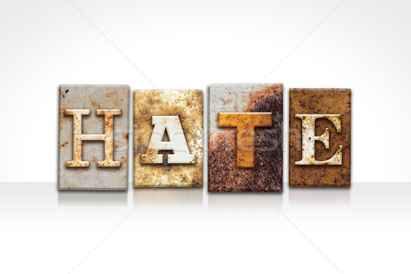 Hate Letterpress Concept Isolated on White Stock photo © enterlinedesign