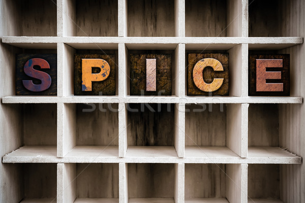 Spice Concept Wooden Letterpress Type in Drawer Stock photo © enterlinedesign