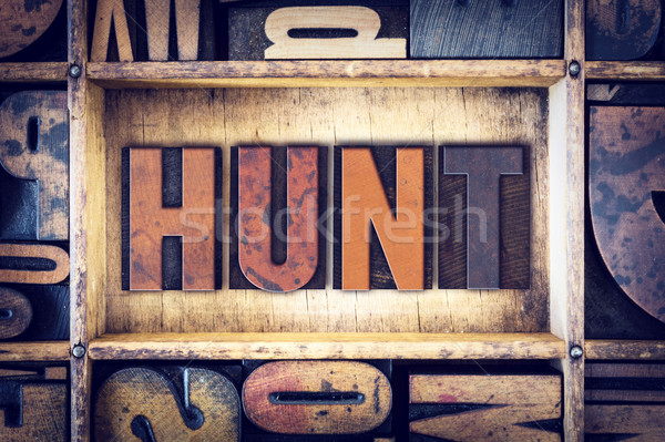Hunt Concept Letterpress Type Stock photo © enterlinedesign