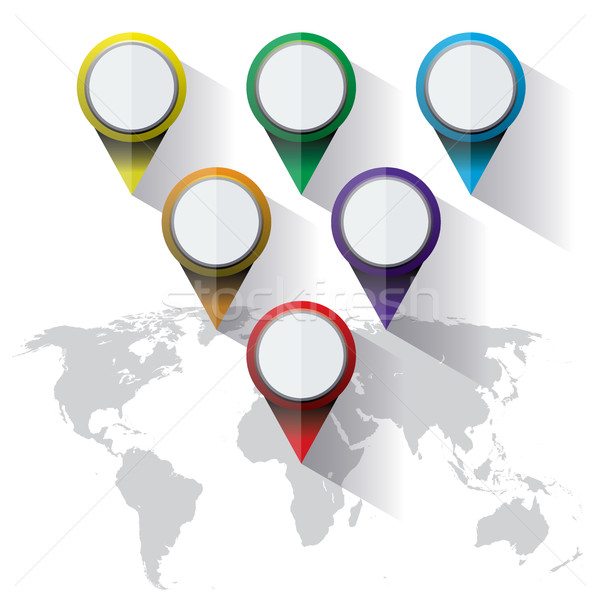 World Map Colorful Markers Stock photo © enterlinedesign