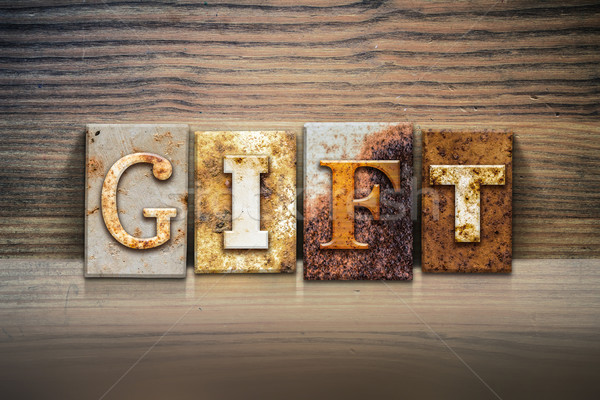 Gift Concept Letterpress Theme Stock photo © enterlinedesign
