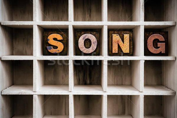 Stock photo: Song Concept Wooden Letterpress Type in Drawer
