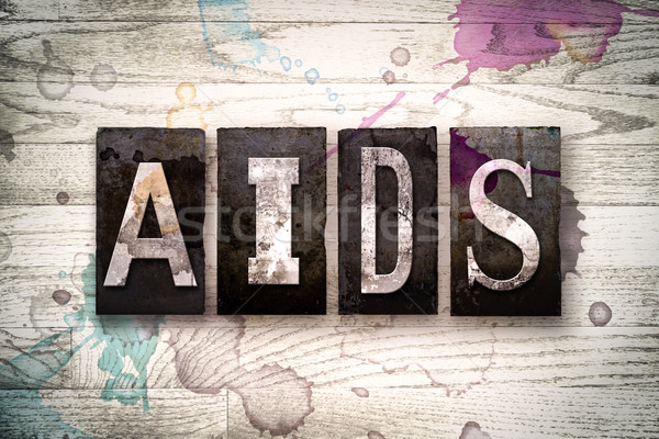 AIDS fém magasnyomás szó írott Stock fotó © enterlinedesign