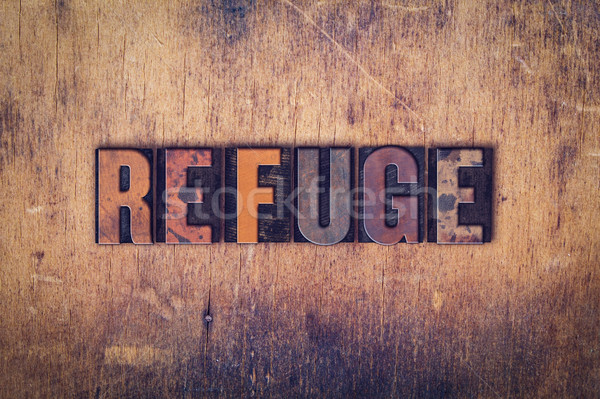 Refuge Concept Wooden Letterpress Type Stock photo © enterlinedesign