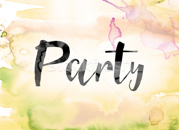 Party Colorful Watercolor and Ink Word Art Stock photo © enterlinedesign