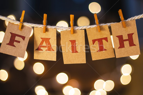 Faith Concept Clipped Cards and Lights Stock photo © enterlinedesign