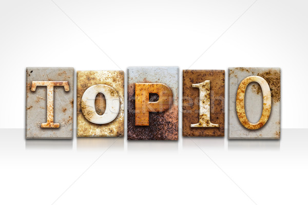 Top 10 Letterpress Concept Isolated on White Stock photo © enterlinedesign