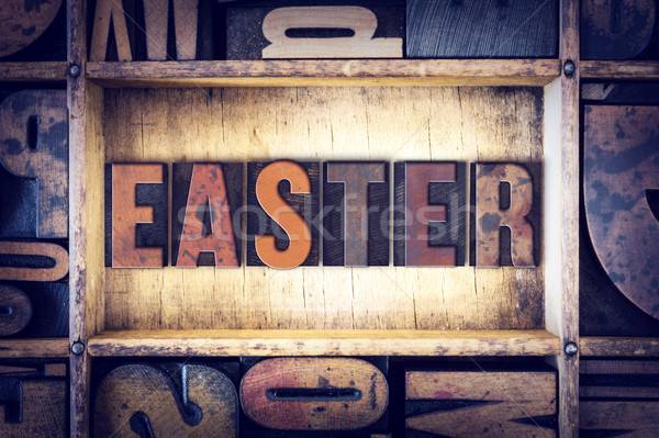 Easter Concept Letterpress Type Stock photo © enterlinedesign