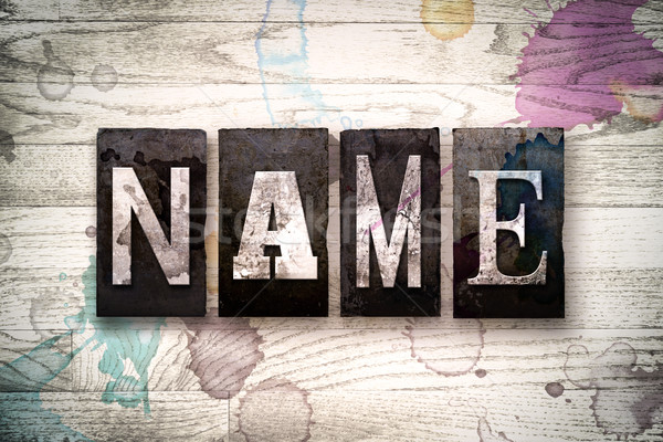 Name Concept Metal Letterpress Type Stock photo © enterlinedesign