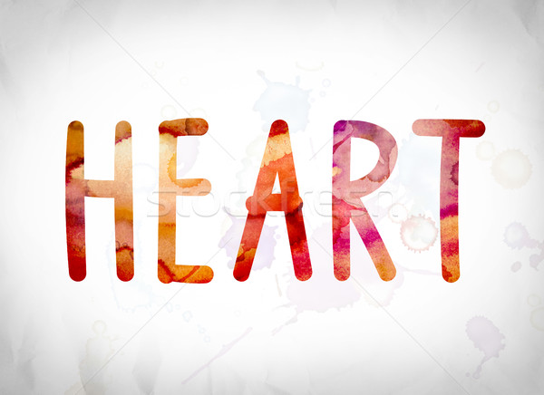 сердце акварель слово искусства написанный белый Сток-фото © enterlinedesign