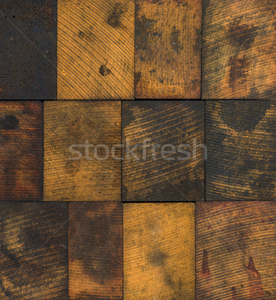 Befleckt Holz Druck Blöcke schmutzigen farbenreich Stock foto © enterlinedesign