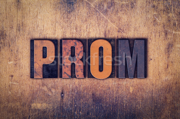 Prom Concept Wooden Letterpress Type Stock photo © enterlinedesign