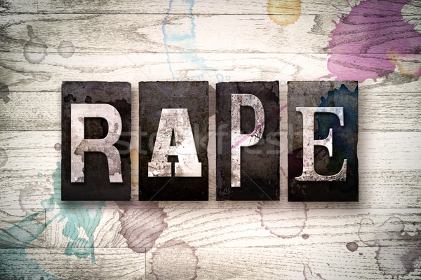 Vergewaltigung Metall Buchdruck Typ Wort geschrieben Stock foto © enterlinedesign