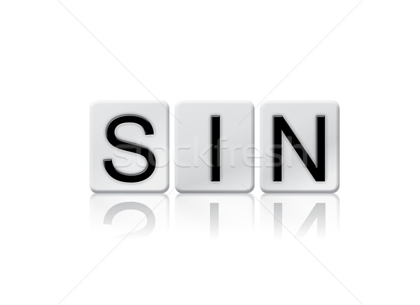 Pecado aislado azulejos cartas palabra escrito Foto stock © enterlinedesign