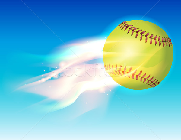 Flaming Softball in Sky Illustration Stock photo © enterlinedesign