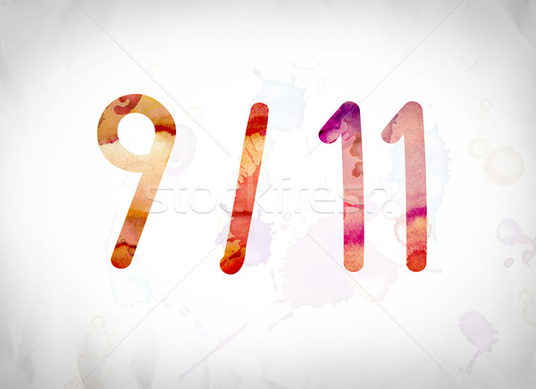 911 acquerello parola arte scritto bianco Foto d'archivio © enterlinedesign