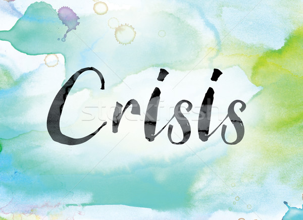 Crisis kleurrijk aquarel inkt woord kunst Stockfoto © enterlinedesign