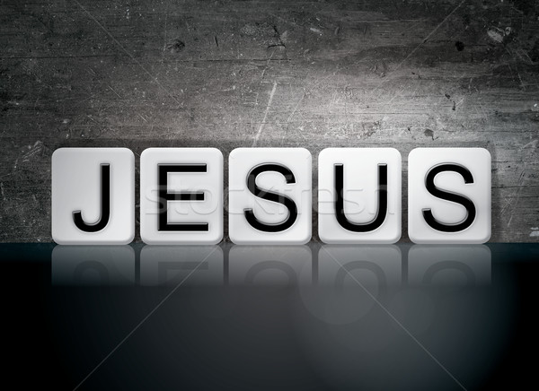 Jesus carrelage lettres mot écrit blanche Photo stock © enterlinedesign