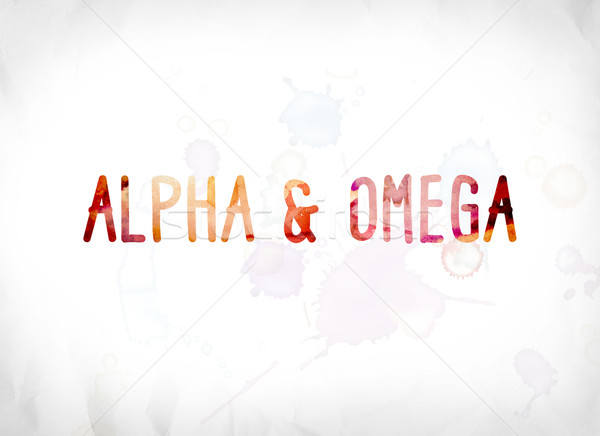 Stockfoto: Alpha · omega · geschilderd · aquarel · woord · kunst