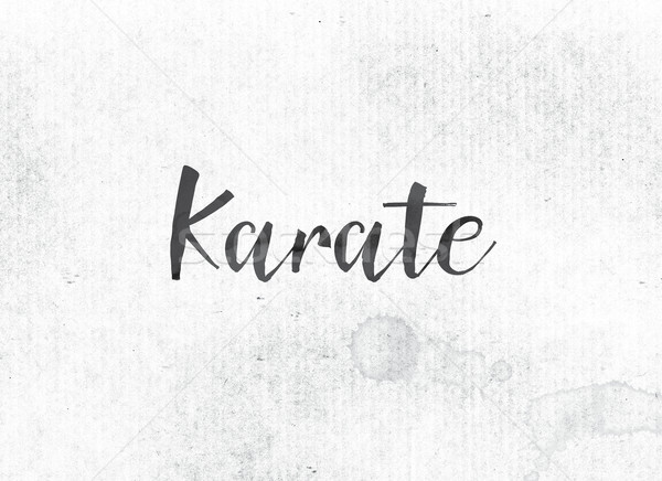 Karate festett tinta szó fekete vízfesték Stock fotó © enterlinedesign
