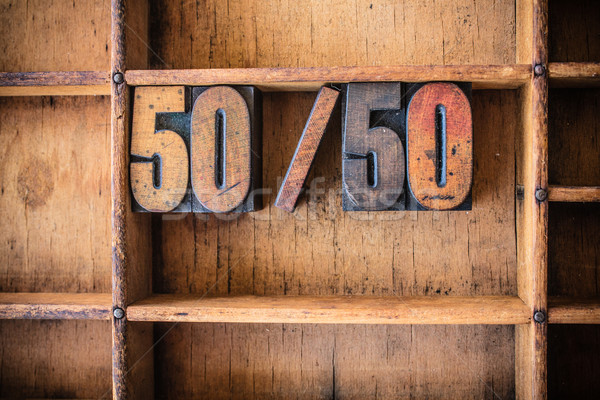 50/50 Concept Wooden Letterpress Theme Stock photo © enterlinedesign
