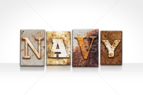 Navy Letterpress Concept Isolated on White Stock photo © enterlinedesign