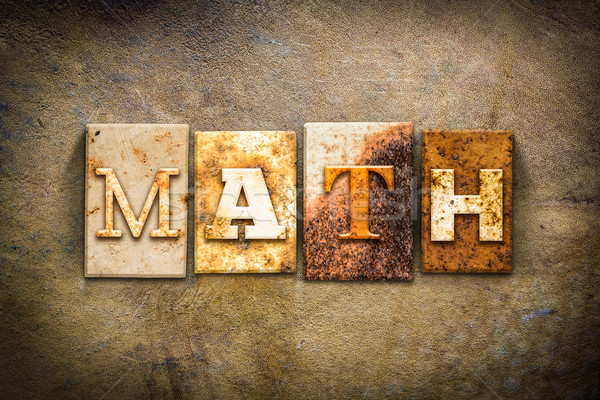 Mathématiques cuir mot écrit rouillée [[stock_photo]] © enterlinedesign