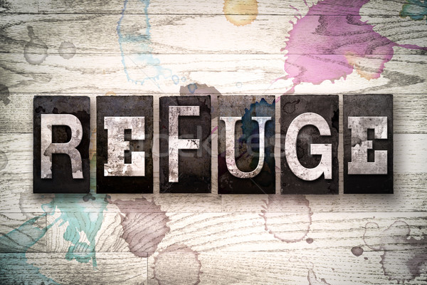 Refuge Concept Metal Letterpress Type Stock photo © enterlinedesign